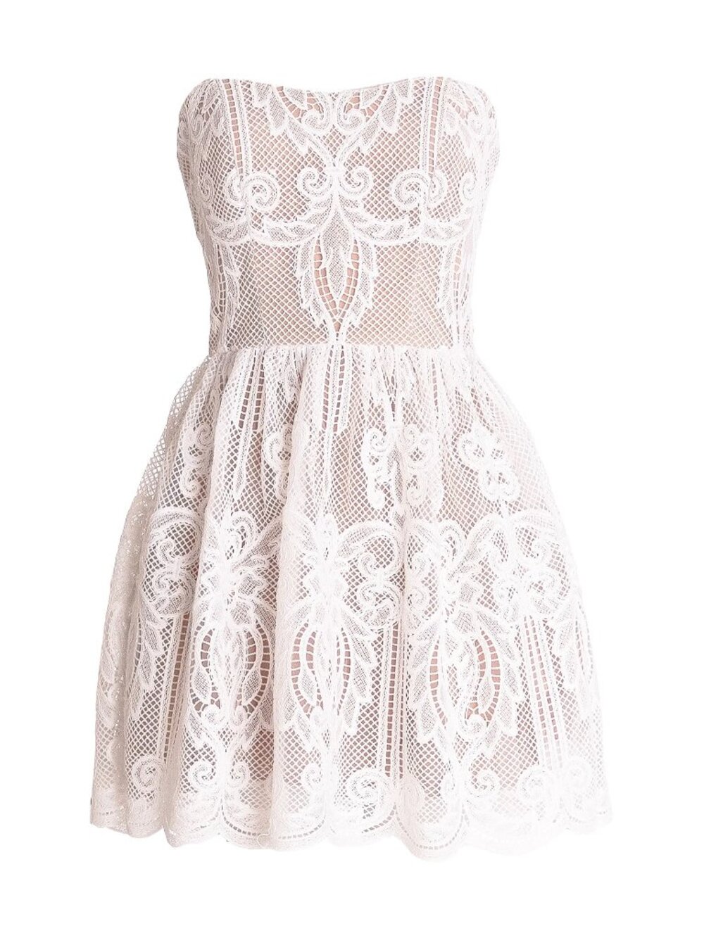 Dress The Population Sasha Lace Strapless Fit & Flare Minidress